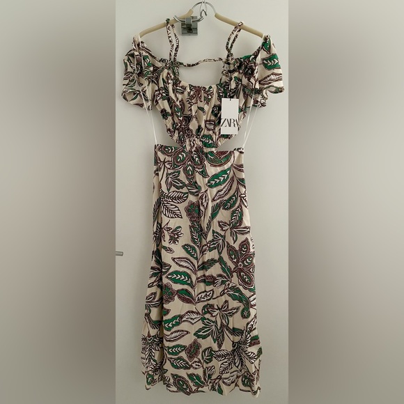 [NWT] Zara Printed Linen Blend Dress - Picture 2 of 3